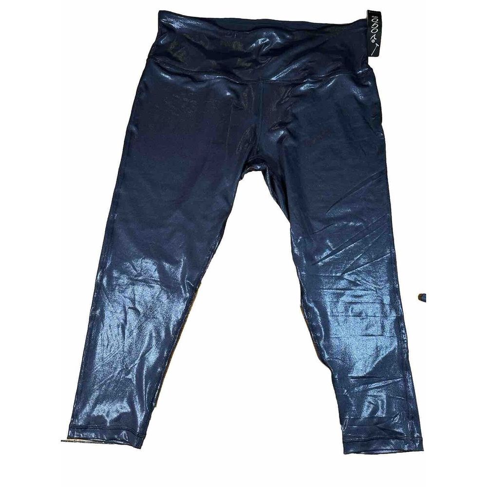VOGO~Shiny Black CURVY MOISTURE WICKING LEGGINGS PANTS~Women's‎ 2X~NWT